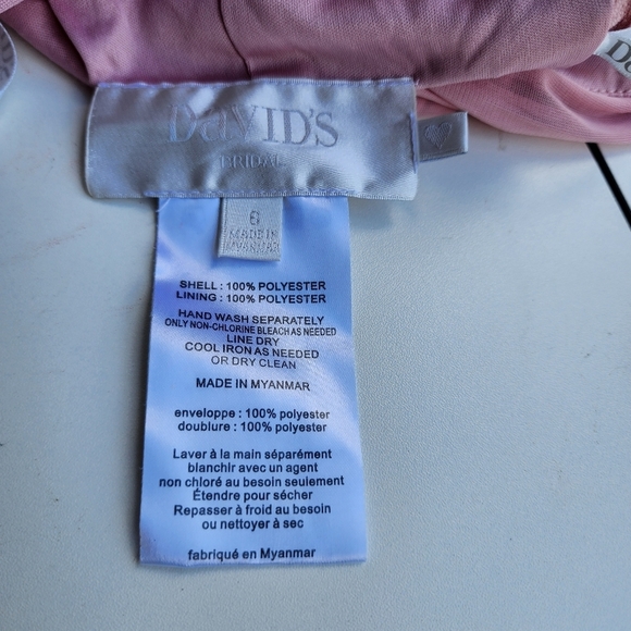 Davids Bridal Bridesmaid Gown Dress Blush Petal pink chiffon Formal size 6 - Picture 13 of 16